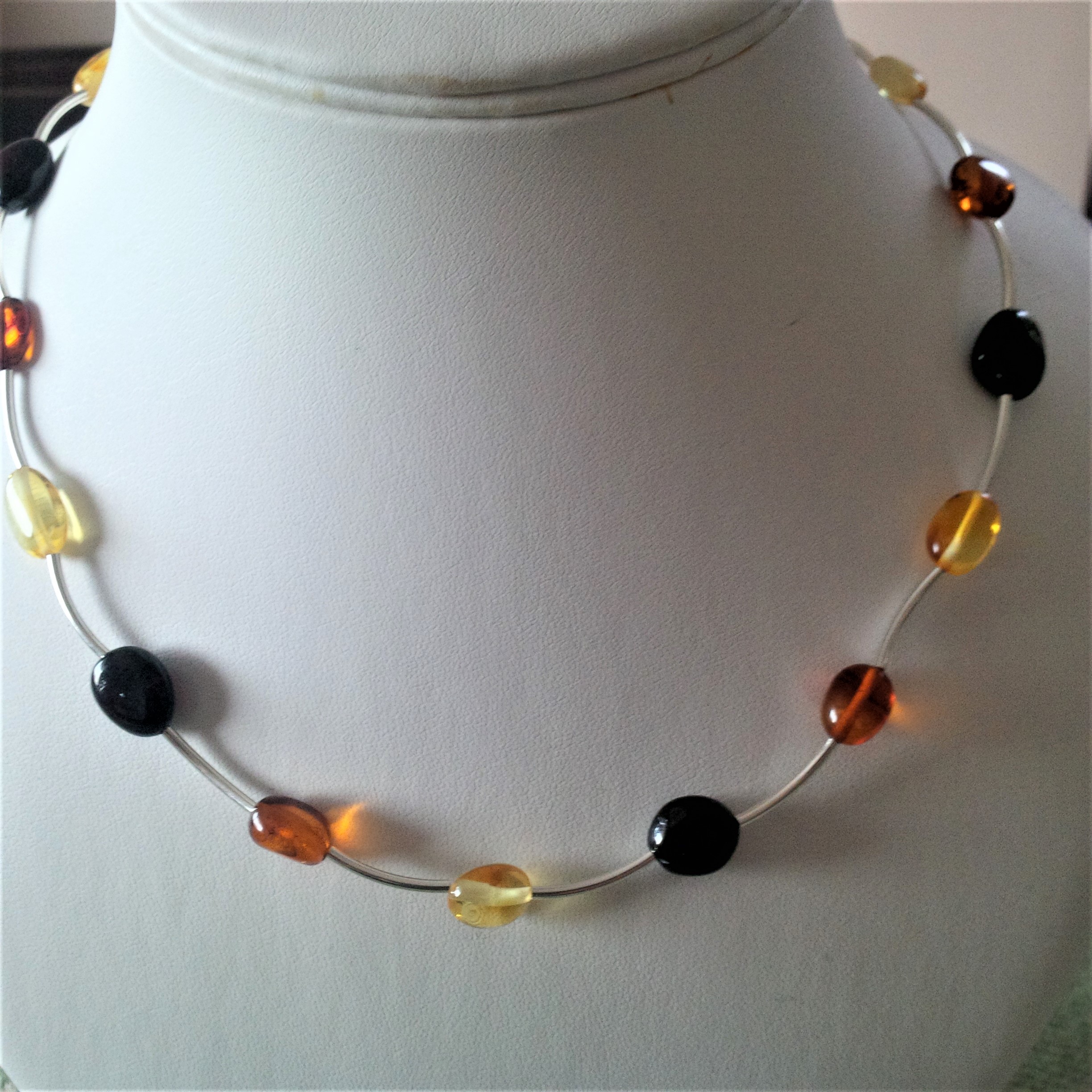Multi Colour Baltic Amber And Sterling Silver Necklace The Kentish